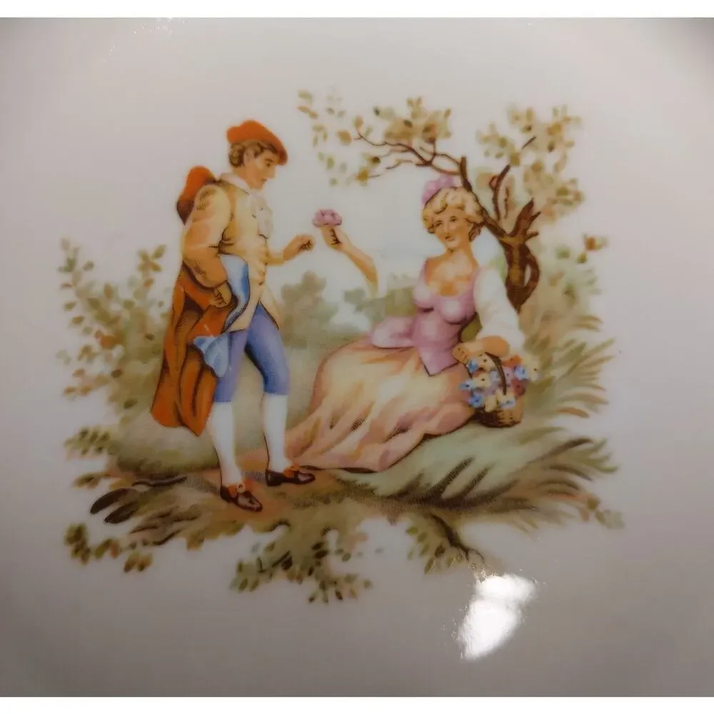 Walbrzych Poland Porcelain Dinnerware 4 5-Pc Place Settings Love Scene Vintage